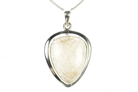 Glassy Rutilated Quartz Pendant Sterling Silver