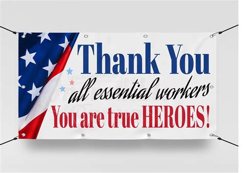 Thank You Essential Workers Vinyl Banner Employee Recognition Etsy