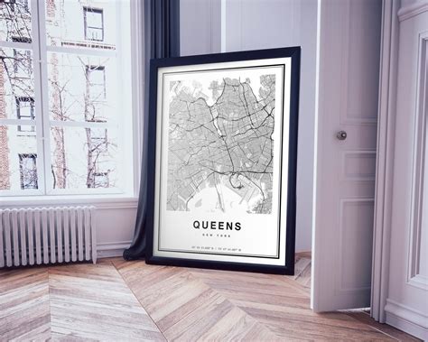 Queens Map Print Map of Queens City Map Queens Print Gift | Etsy