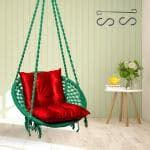 Buy Curio Centre Green Round Cotton Rope Hanging Swing With L Shape