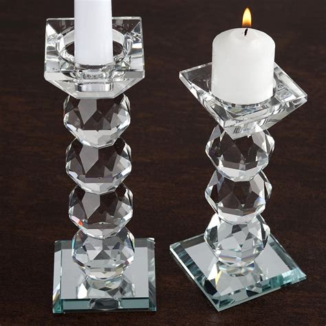 Balsacircle Clear Tall Glass Crystal Candle Holders Candlestick