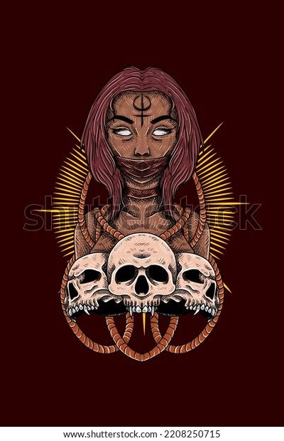 Girl Skull Vector Illustration Stock Vector Royalty Free 2208250715