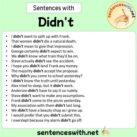 Sentences With Didn T Archives Sentenceswith Net