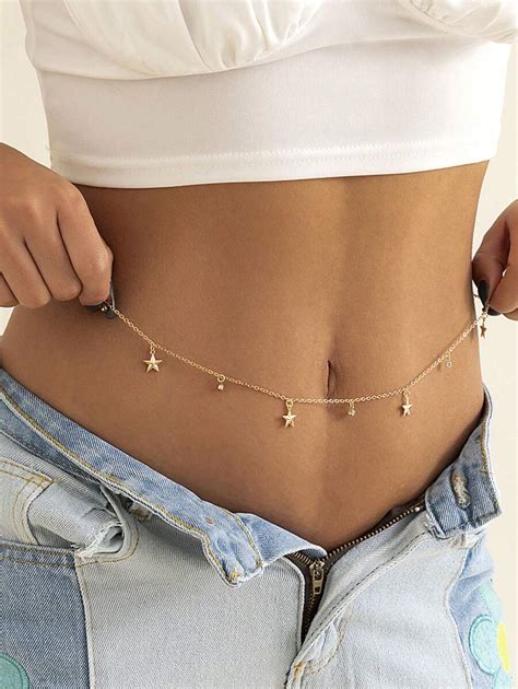 Sexy Stars Belly Chain Crystal Waist Chain Shiny Star Tassel Pendant Body Chain Waist Bikini