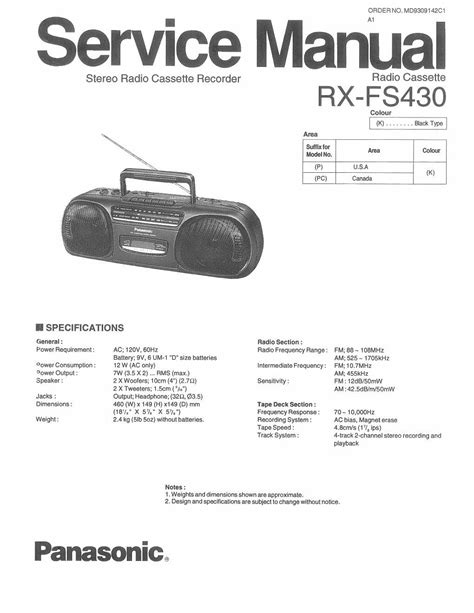 Download Panasonic Rx Fs 430 Service Manual Free