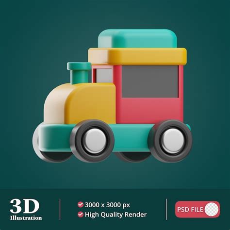 Premium Psd Kindergarten Train Illustration 3d