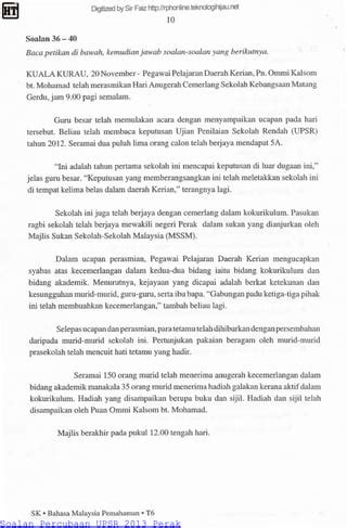 Bm Pemahaman Percubaan Upsr Perak PDF