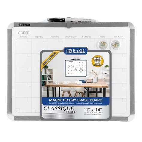 Magnetic Dry Erase Calendar Board with Marker & 2 Magnets, 11" x 14" - BAZ6021 | Bazic Products ...