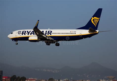 Ryanair Aircraft Landing In El Prat Airport In Barcelona Editorial