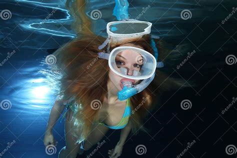 Female Snorkeler Underwater Stock Image Image Of Bikini Cute 86012793