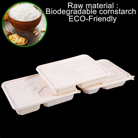 Compartment Disposable Food Container Table Ware Degradable Bowl