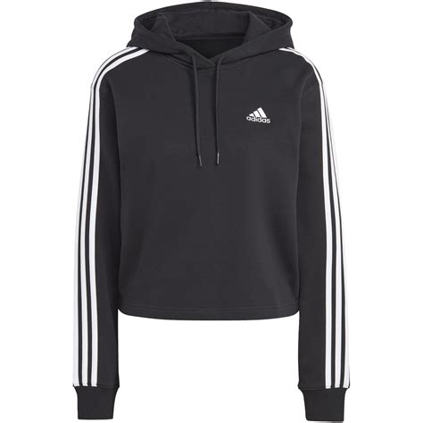 Adidas Essentials 3 Stripes Crop Hoodie Women Black White Ic8767 Bike24