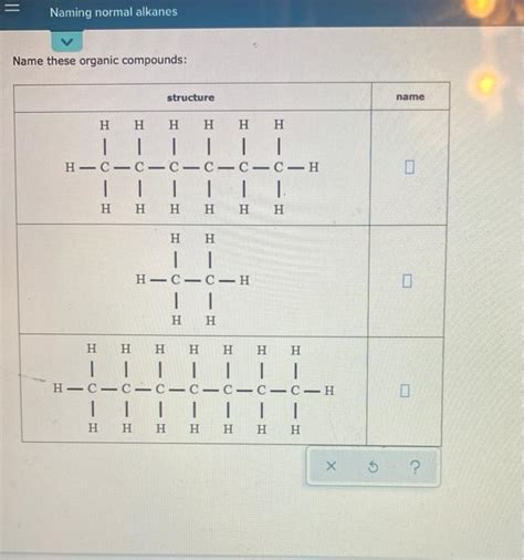 Solved Naming Normal Alkanes Name These Organic Compounds Chegg