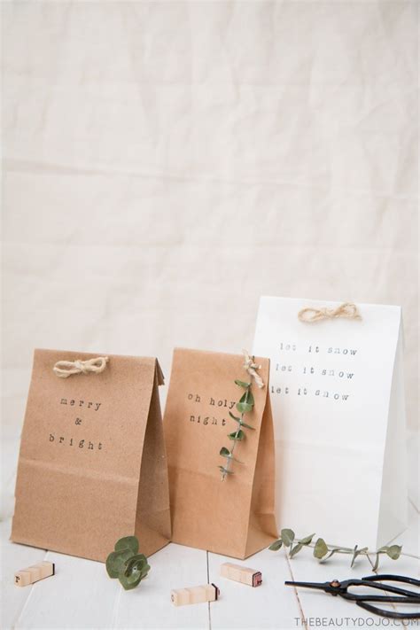 Simple Stamped Paper Bag Gift Wrap