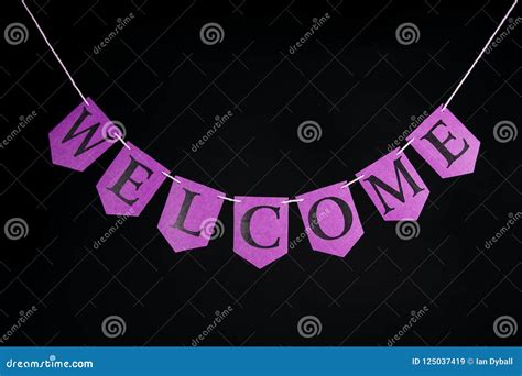 Welcome Home Banner Greeting Letters Hanging On Welcoming Bunti Stock