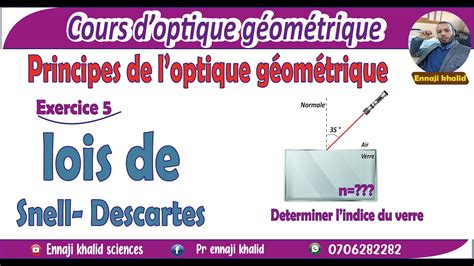 Calcul De L Indice D Un Milieu Par Lois De Snell Descartes YouTube