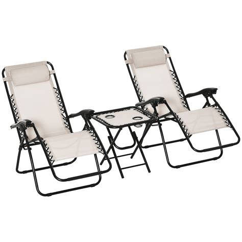 Outsunny Set De Sillas De Gravedad Cero Plegables X X Cm Y Mesa