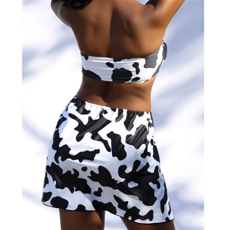 Cow Print Bikini The Cow Print Bikini Three Pieces Bandeau Women