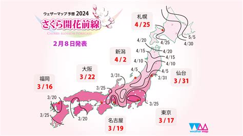 2024年第三回「さくら開花予想」ウェザーマップ発表 〜2月半ば以降の高温が影響 平年より1週間ほど早い開花に〜 ウェザーマップ