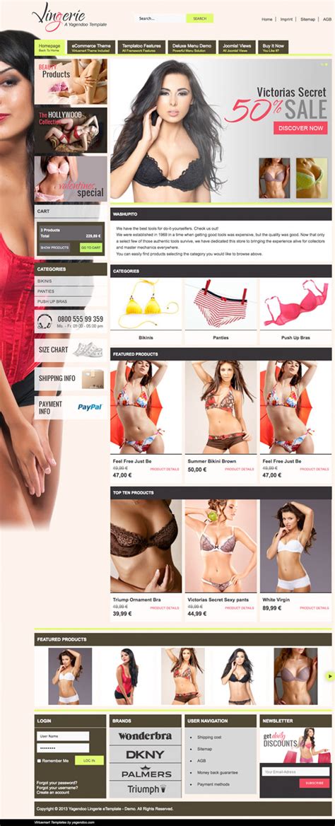 Premium Joomla Template Lingerie
