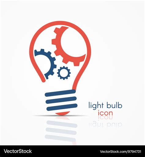 Light Bulb Idea Icon With Three Gears Royalty Free Vector