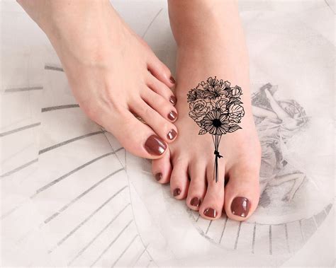 Birth Flower Tattoo Design Birth Flower Bouquet Tattoo for - Etsy