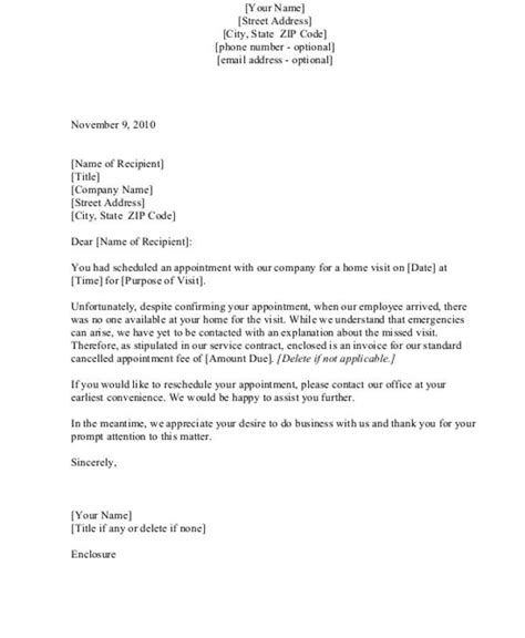 Missed Appointment Letter Template Pdf Template