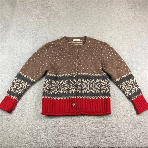 Eddie Bauer Sweater Womens Small Nordic Fair Isle Wool Alpaca Blend Cardigan £3593 Picclick Uk