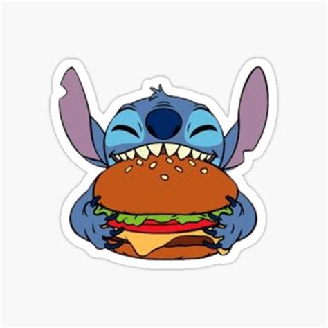 Stitch Eating A Burger Sticker For Sale By Craftylifea In Lilo