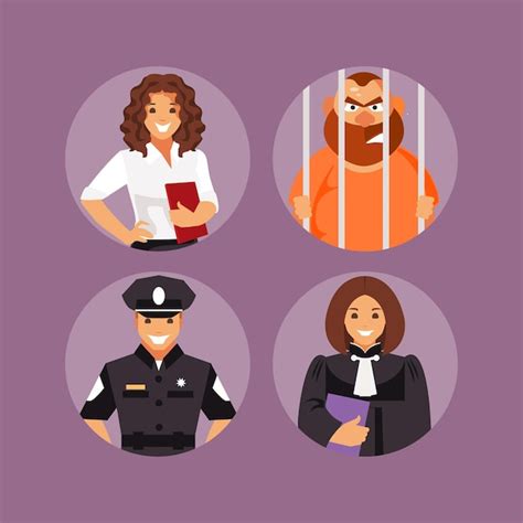 Premium Vector Legal Set Of People Judge Criminal Lawyer And