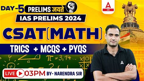 Csat Math Pyqsmcqs Upsc Csat Maths Class 2024 By Narendra Sir Youtube