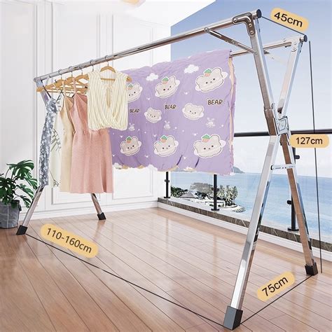 COD 3 Rail 2 4m Foldable Sampayan Stainless Clothes Hanger Rack