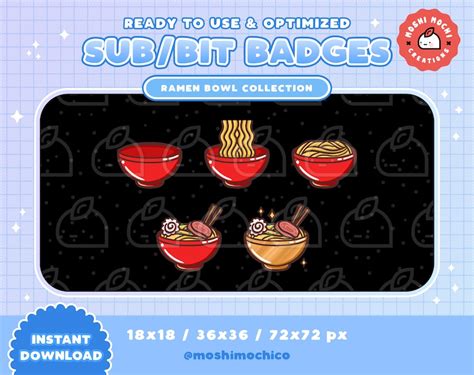 Twitch Sub Badges Bit Badges Emote Cute Ramen Bowl Etsy