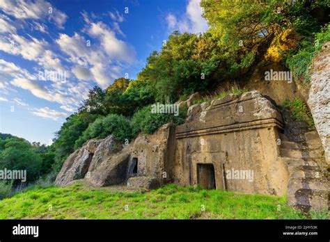 Typical cube tomb, Terrone Necropolis (Blera, Italy Stock Photo - Alamy