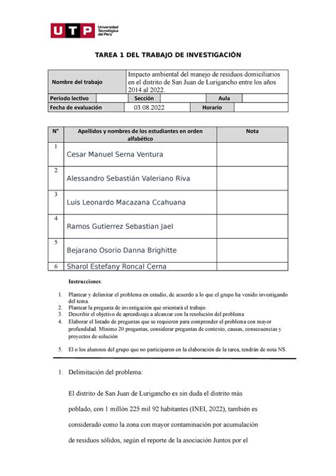 Semana 5 Tarea 1 Plantilla Tarea 1 Del Trabajo De InvestigaciÓn