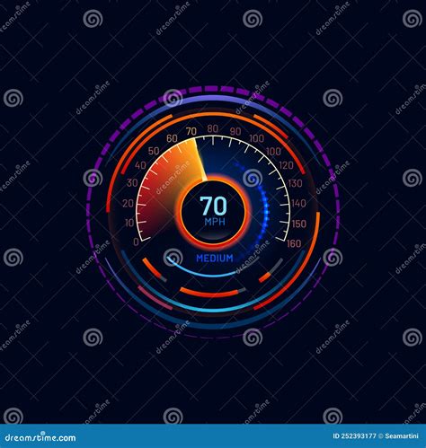 Futuristic Car Speedometer Mph Gauge Neon Dial Stock Vector