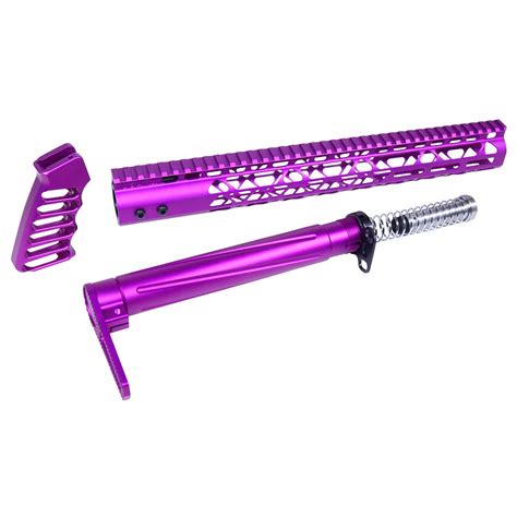 AR 15 AIR Lite Series Complete Rifle Furniture Set In Anodized Purple