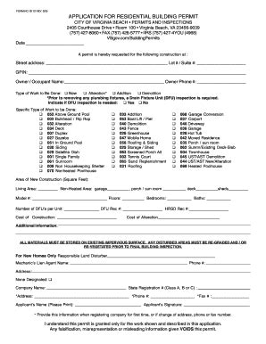 Fillable Online Residential Building Permit Application City Of