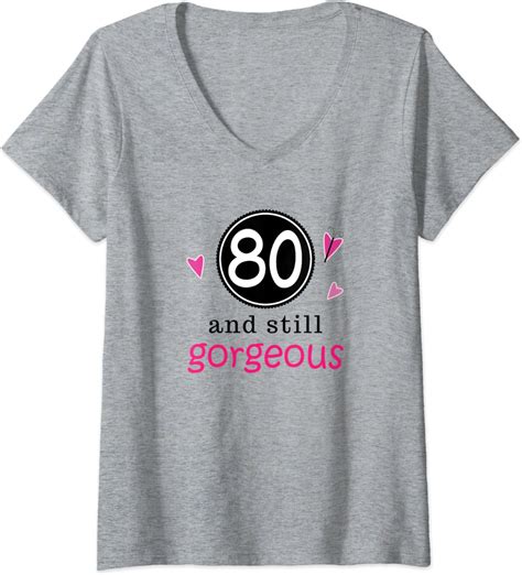 Womens 80th Birthday Party T 80 Years Old V Neck T Shirt