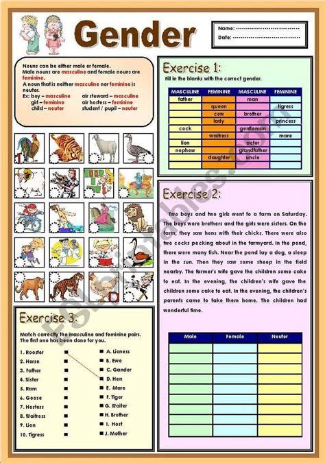 Gender Of Nouns Useful Masculine And Feminine List 7ESL Gender