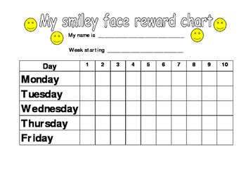 Smiley Reward Chart 5 Days By Rachel Barker TPT