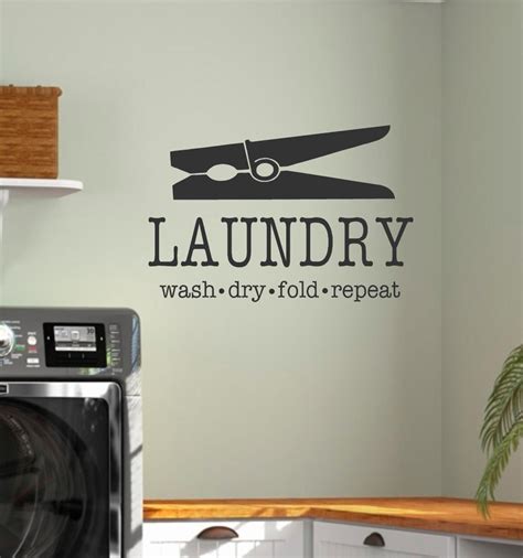 LAUNDRY Vinyl Wall Decal Laundry Wash Dry Fold Repeat With Etsy