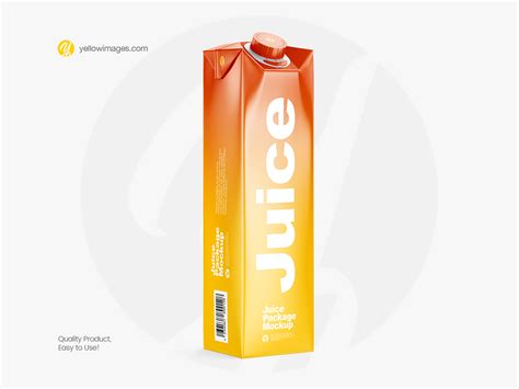 1L Glossy Juice Package Mockup Halfside View By Dmytro Ovcharenko On