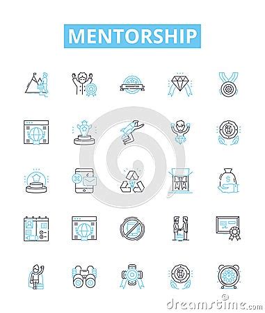 Mentorship Vector Line Icons Set Mentor Mentee Guidance Support