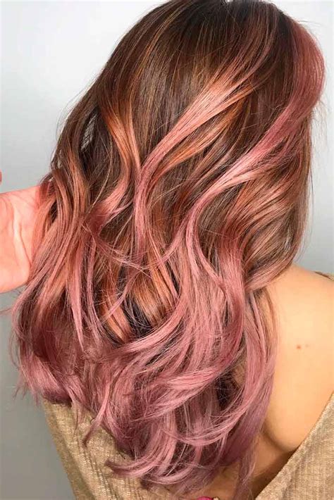 Brown Hair With Pastel Pink Highlights