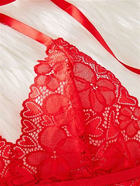 Pcs Sexy Lingerie Set For Women See Through Lace Bowknot Tie Hollow Out Mini Skirt Hot Home