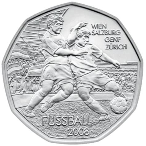 Österreich 5 Euro Silber Gedenkmuenzen 2008 Fußball Dribbling