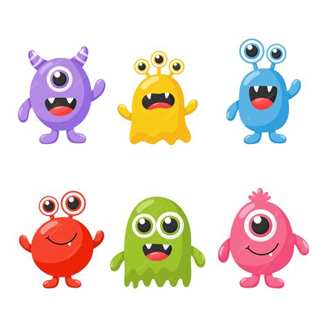premium vector set  cute funny monster cartoon isolated  white