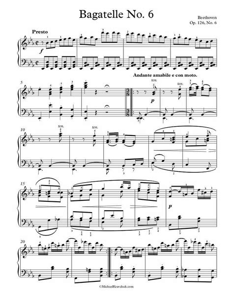 Free Piano Sheet Music Bagatelles Op No Beethoven