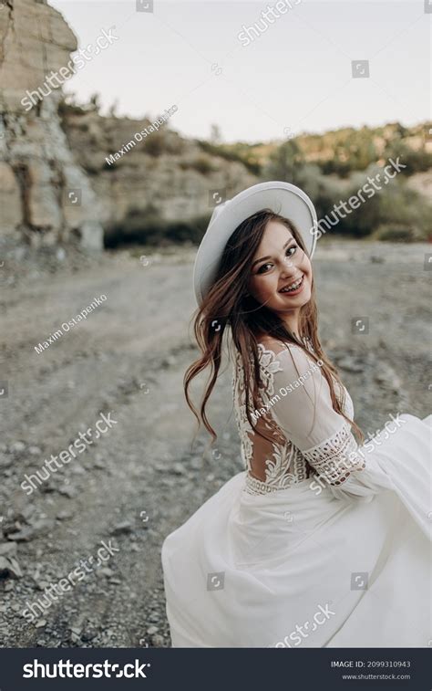 Portrait Brunette Girl Long Hair Braces Stock Photo Shutterstock